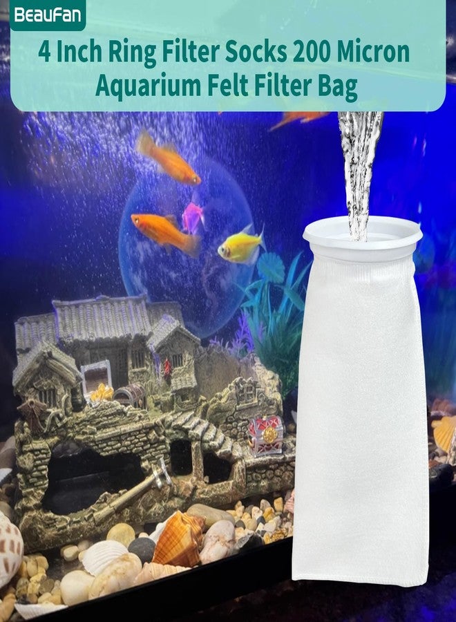 beaufan 20 Pack 4 Inch Ring Felt Filter Socks 200 μm Compatible with Waterbox Marine X 60.2, 90.3, and 110.4, Aquarium Filter Bags for Saltwater, 4 Inch Ring by 10.4 Inch Long - Image 2